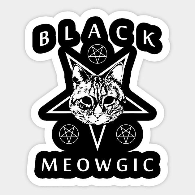 Black Meowgic Sticker by silvianuri021